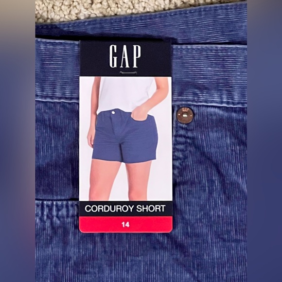 Gap SOFT STRETCH FRAYED HEM MID RISE CORDUROY Shorts, BLUE, Size 14 - Picture 6 of 8